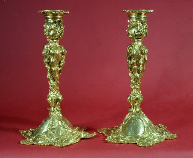 Pair of English candlesticks dated 1775